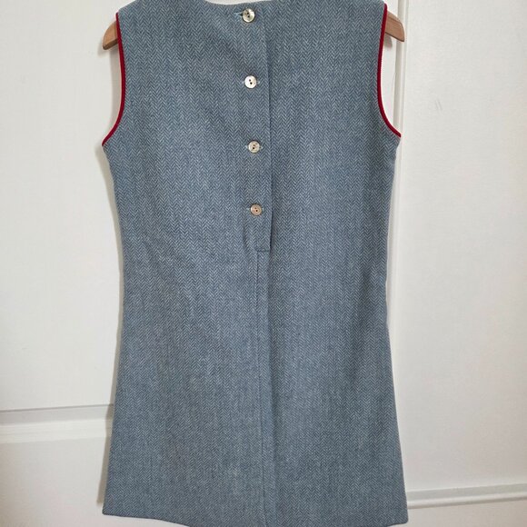 Papo d'anjo herringbone blue wool pinafore dress size 6 girls - Picture 7 of 8
